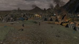 The blasted area begins abruptly at the plains of Dagorlad, with the beauty of Ithilien only paces away